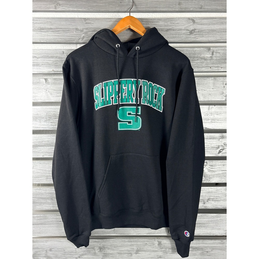 Champion Slippery Rock University Hoodie Sweatshirt Mens Small Black Green NWOT